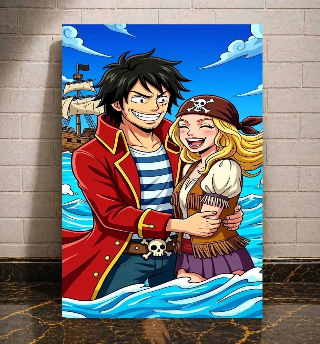 Personalisiertes Anime-Portrait im One-Piece-Stil auf Leinwand