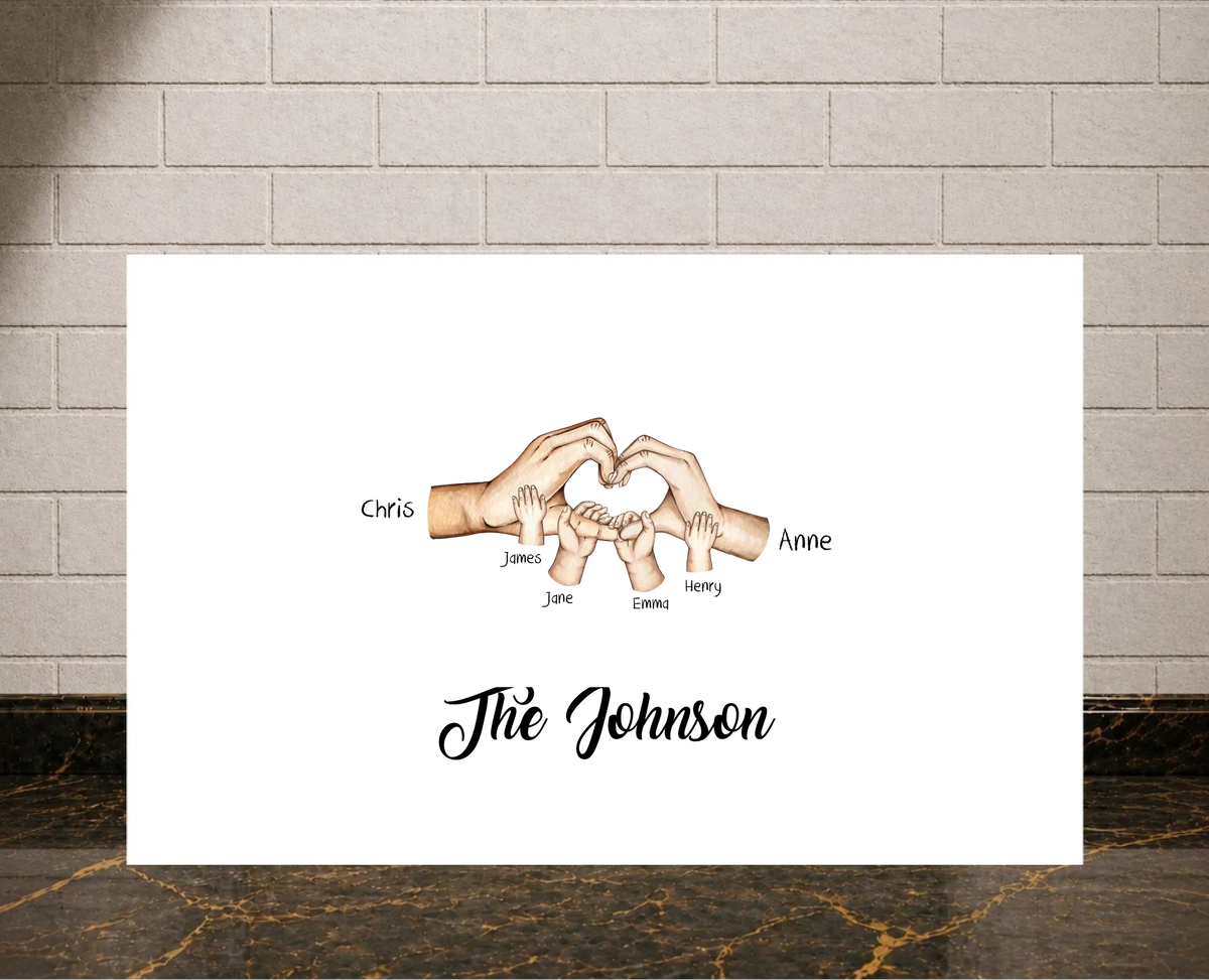 Herzhand als Poster mit weißem Rahmen