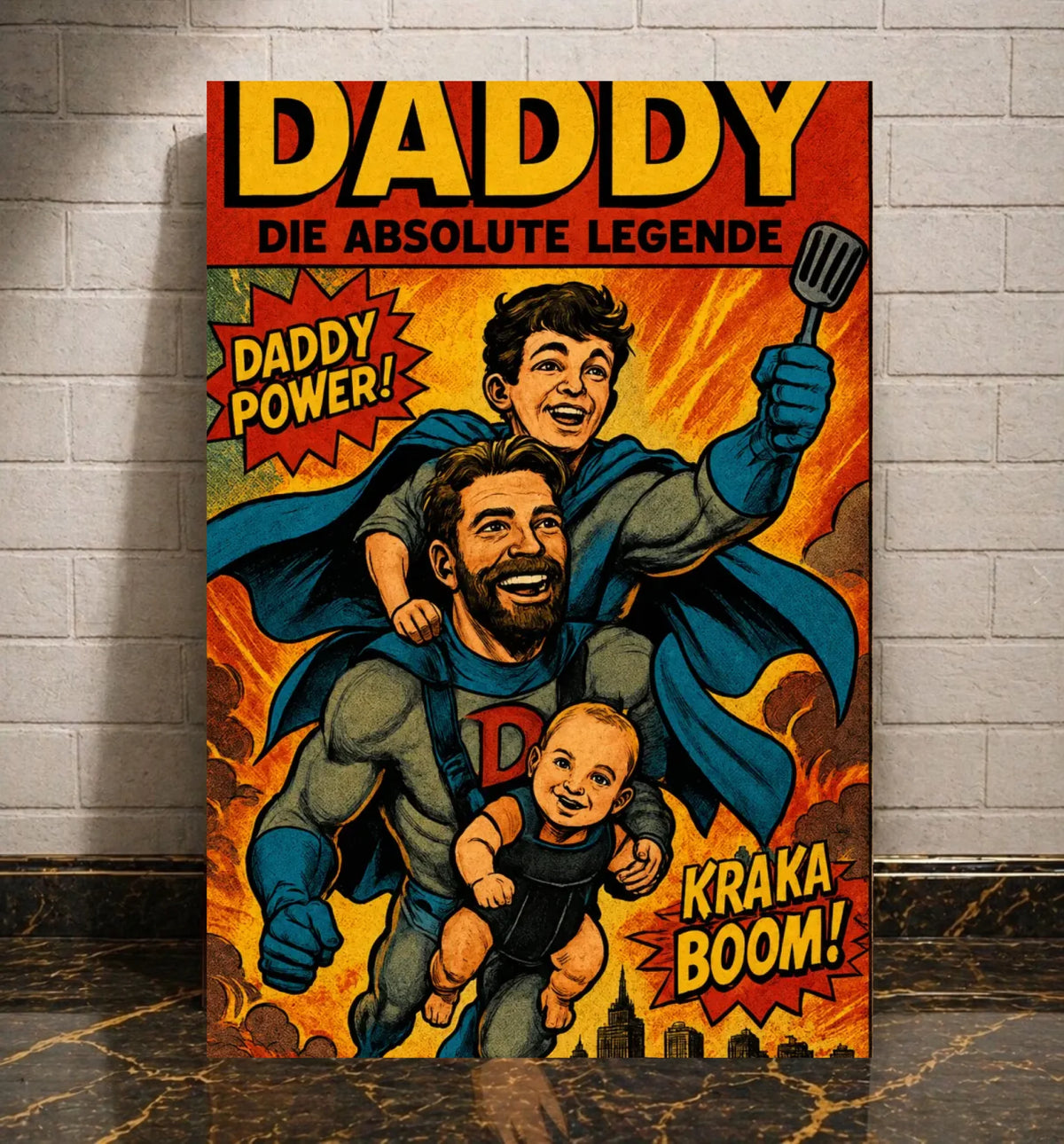 Superdaddy als personalisierte Leinwand nach eigenem Foto