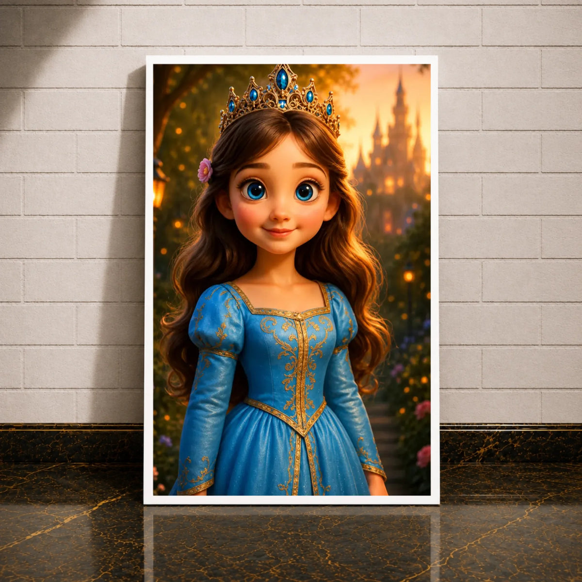 Prinzessinnen-Portrait als Leinwand mit weißem Rahmen