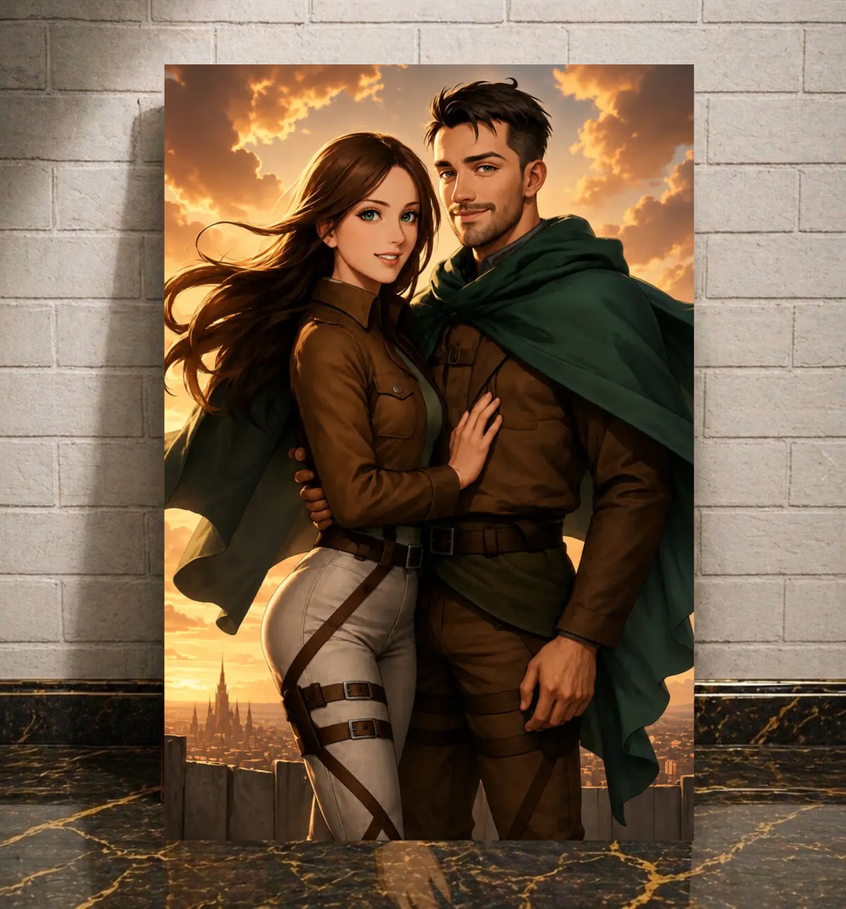 Portrait im Attack on Titan-Stil als personalisierte Leinwand nach eigenem Foto