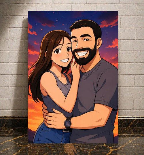 Anime-Stil Portrait als personalisierte Leinwand nach eigenem Foto