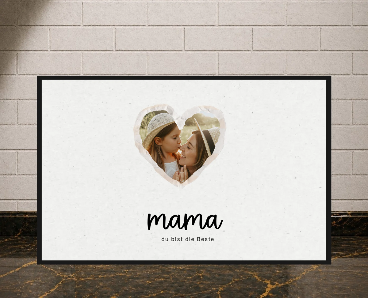 Mama, du bist die Beste als Poster mit schwarzem Rahmen